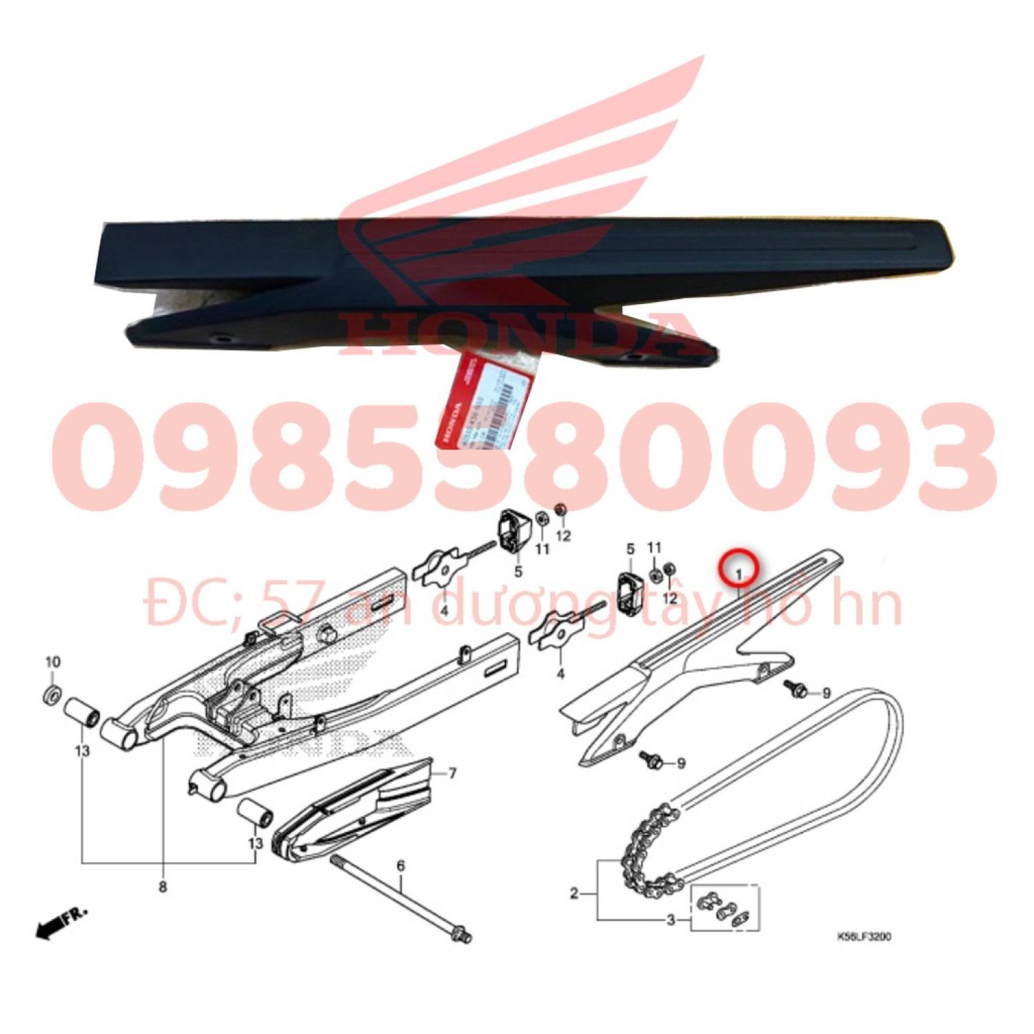 Nhựa nhám dè chắn xích, xên xe winner/winner x chính hãng honđa