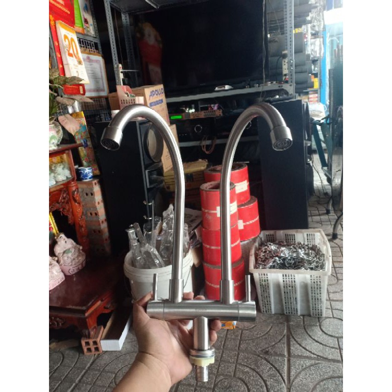 [HCM]Vòi Rửa Chén Bát - Vòi Chén Đôi Inox 304 Cực Dày