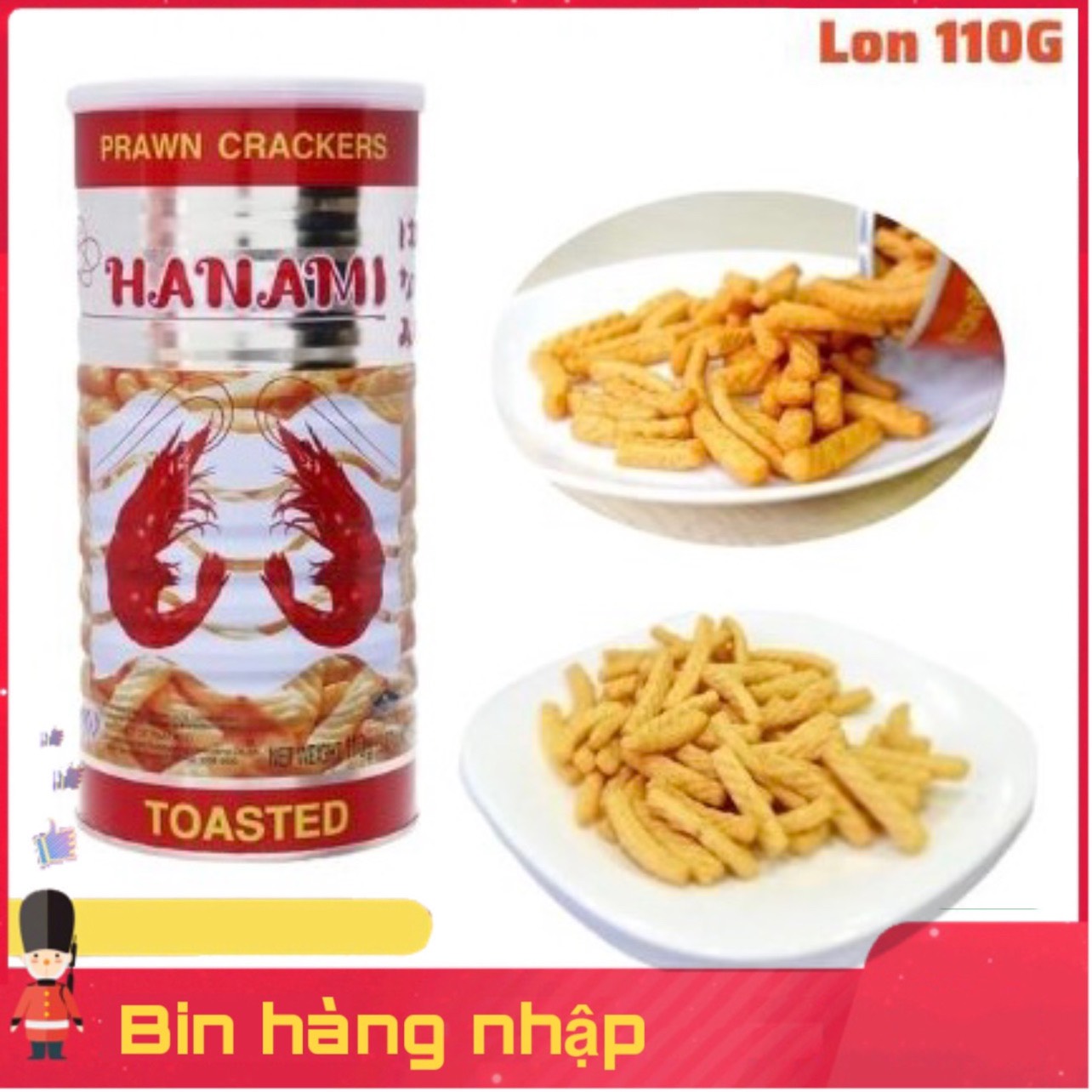 Snack tôm hanami lon 110g hàng thái lan
