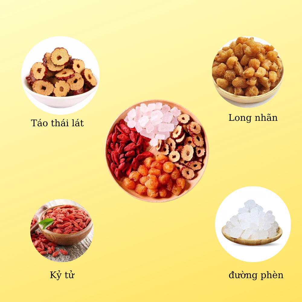 [5 Trial Packs] Heart-Nourishing Purifying Tea (Longan, Goji Berries, Sliced Red Apples, Rock Sugar)