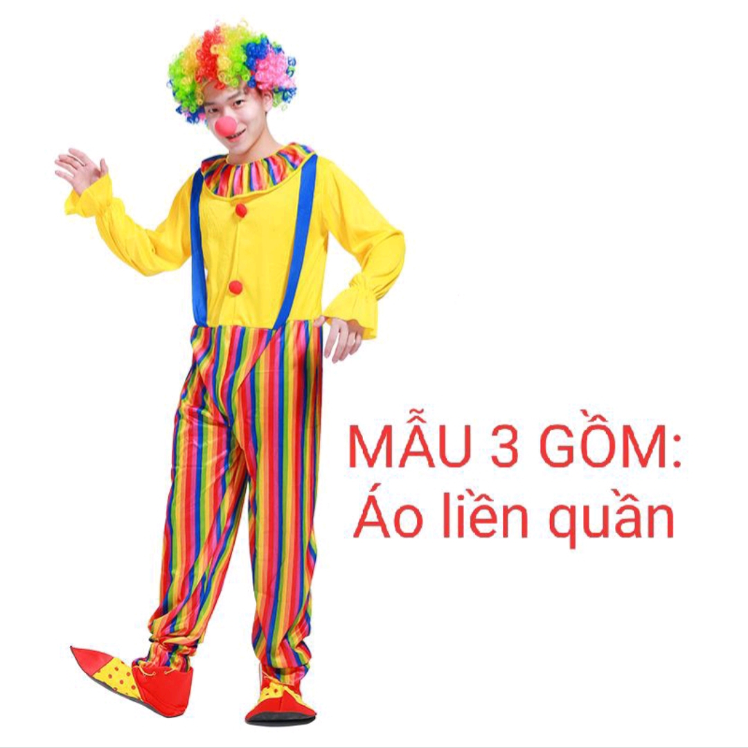 Bộ đồ hoá trang chú hề ngộ nghĩnh dịp halloween, trang phục hoá trang chú hề dễ thương