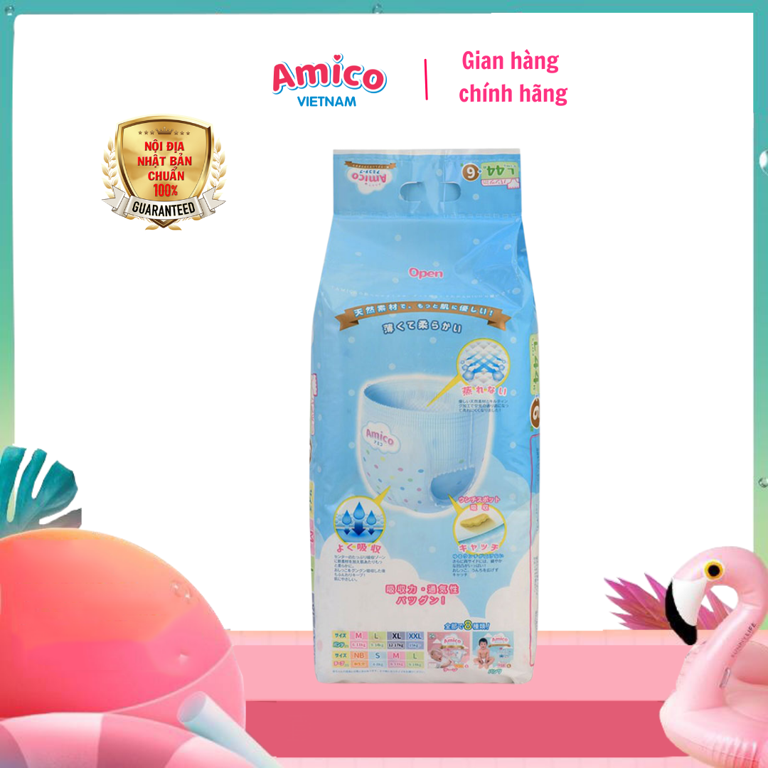 Bỉm - Tã quần Amico size L 44 + 6 miếng (Cho bé 9 - 14kg)
