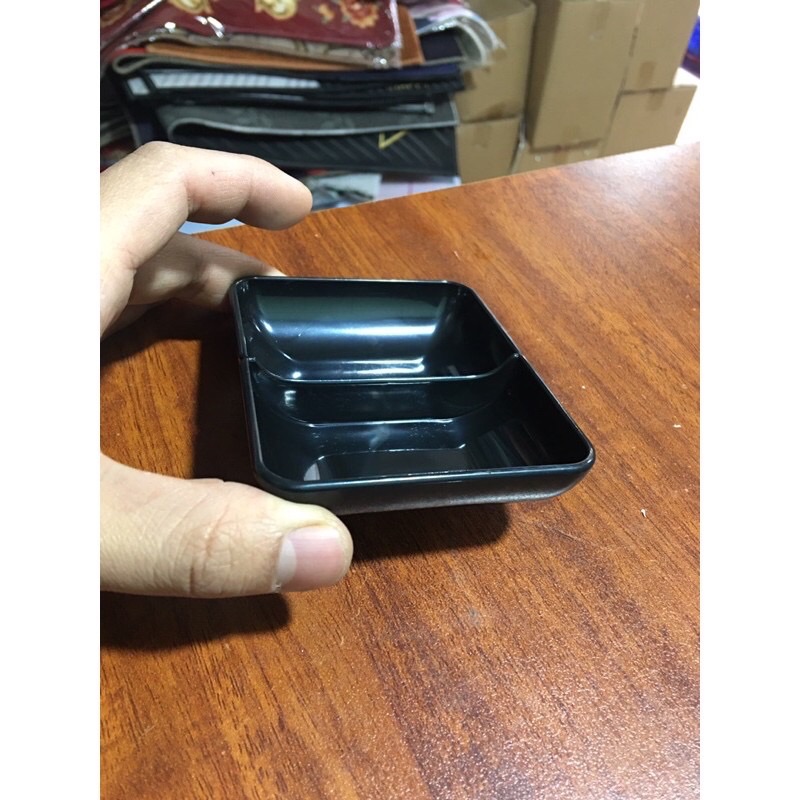 Đĩa chấm nhựa phíp màu đen 2 ngăn
