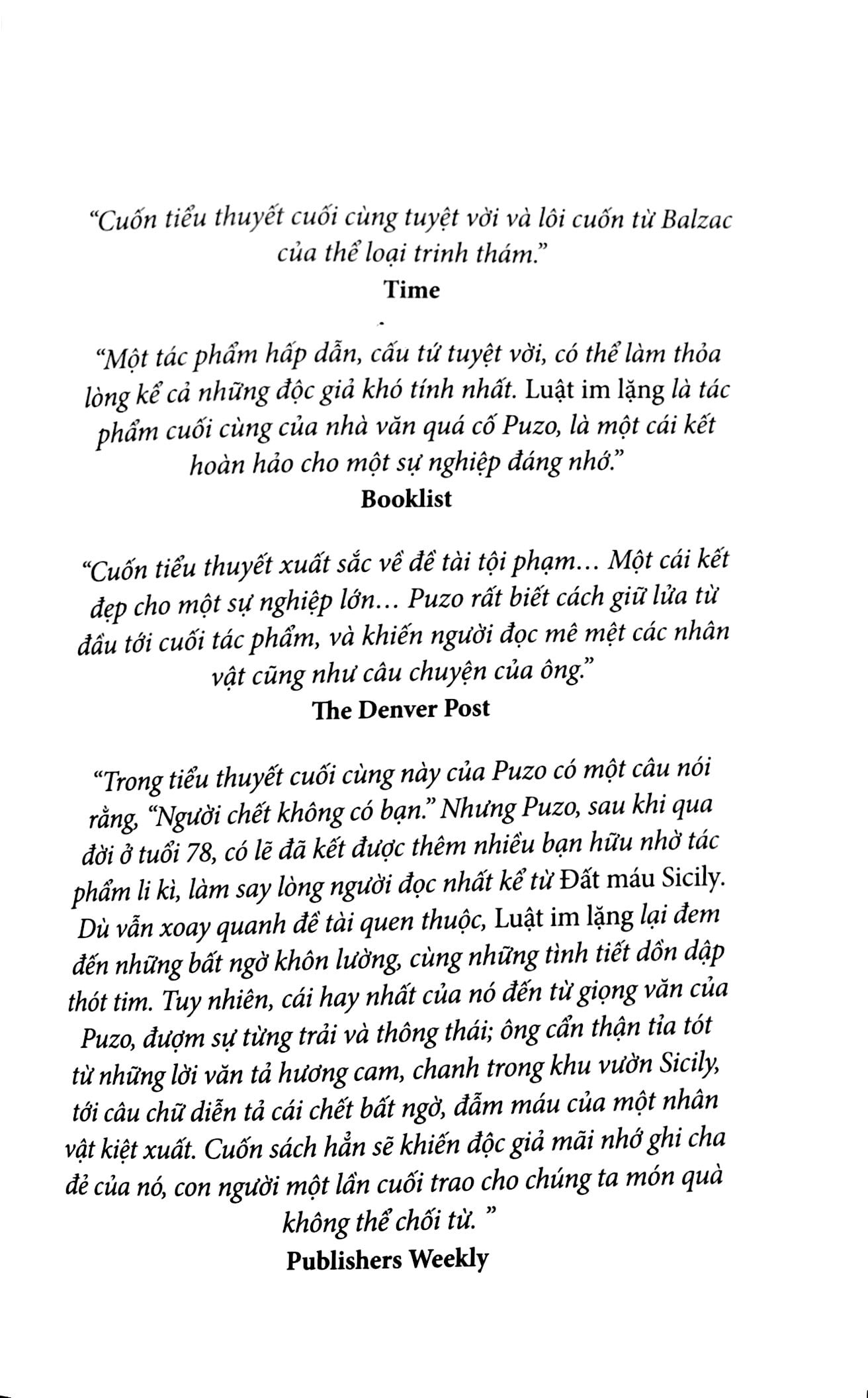 Sách Fahasa - Luật Im Lặng (Mario Puzo)
