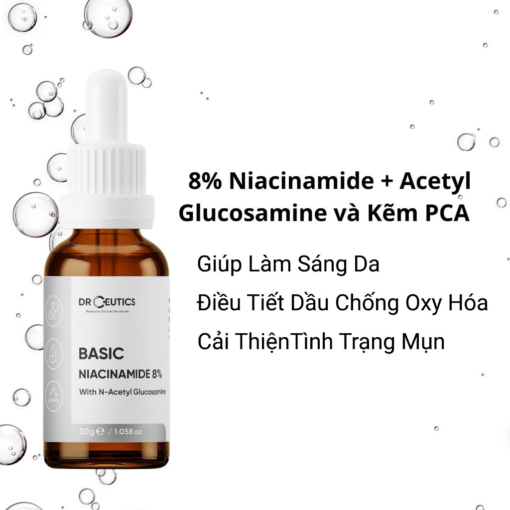 Tinh Chất Niacinamide Basic 8% DrCeutics Cho Da Dầu Mụn