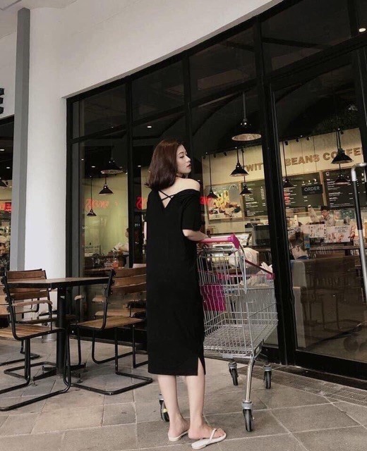 ĐẦM SUÔNG CỔ V ĐAN DÂY - VÁY, ĐẦM THUN SUÔNG