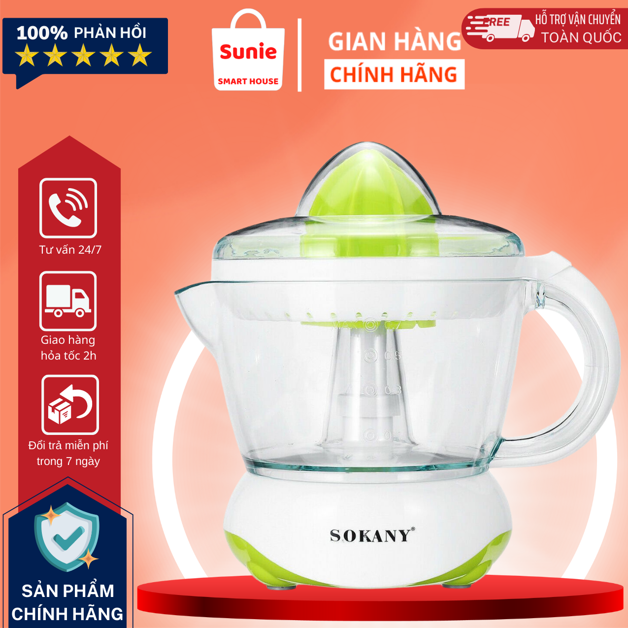 Máy Vắt Cam Tự Động 2 Chiều Sokany, Máy Ép Trái Cây Dung Tích 700ml, Cối Xay Thủy Tinh Cao Cấp, Công Nghệ Nhật Bản, Máy Ép Cam, máy vắt nước cam, máy vắt cam, máy ép cam, vắt cam, máy vắt cam tự động,may vat nuoc cam