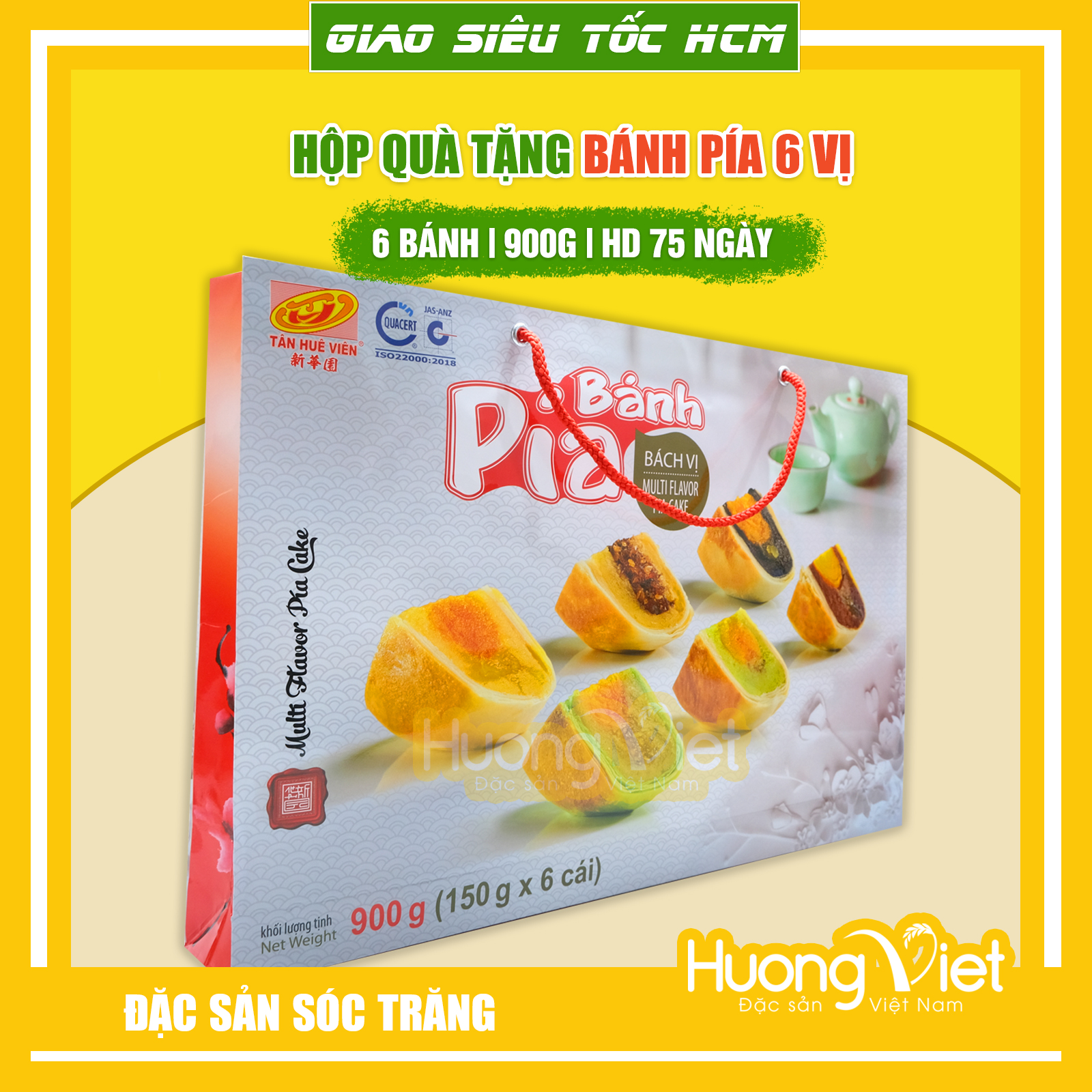 Hộp quà bánh Pía Thượng Hạng 6 vị Tân Huê Viên bánh pía bách vị - Hộp quà tết quà tặng tết 2023
