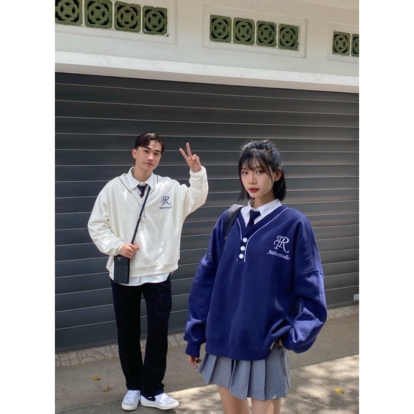 AITHER STUDIO Áo Button Sweater phong cách học sinh ver2