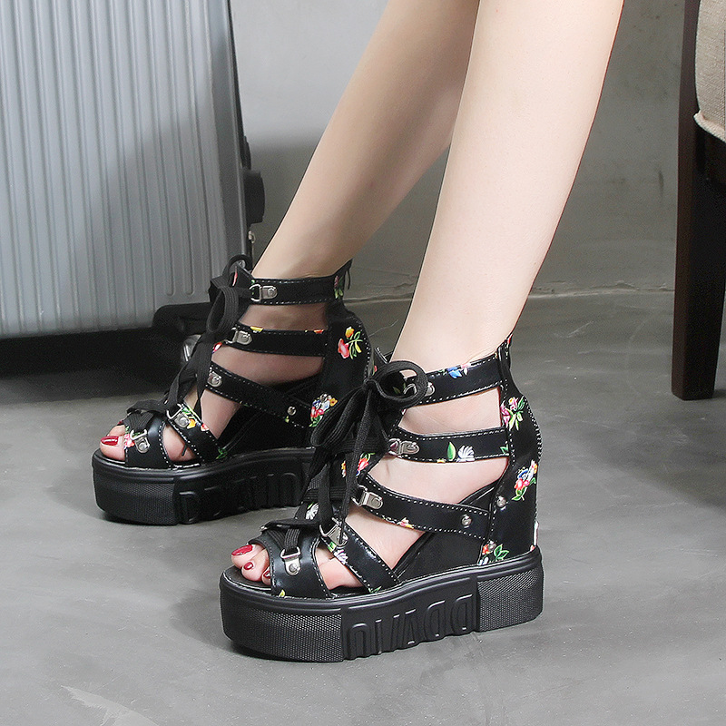 Giày Sandal nữ đế xuồng (Đen) S087D
