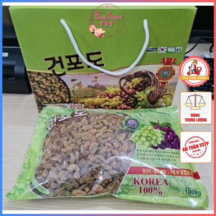 Hộp Nho Khô Xanh Hàn Quốc Không Hạt Chua Ngọt Ngon Ngon