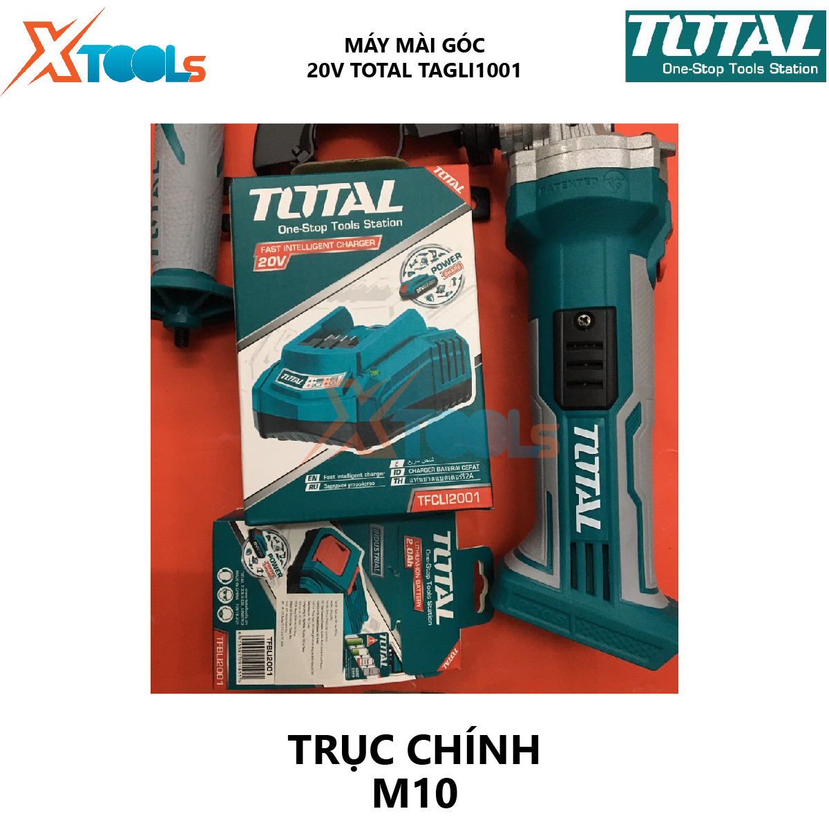 Máy mài góc dùng pin TOTAL TAGLI1001 máy cắt kim loại cầm tay sử dụng pin Lithium 20V TOTAL, Tốc độ không tải: 8500/min hiệu suất cao  tại