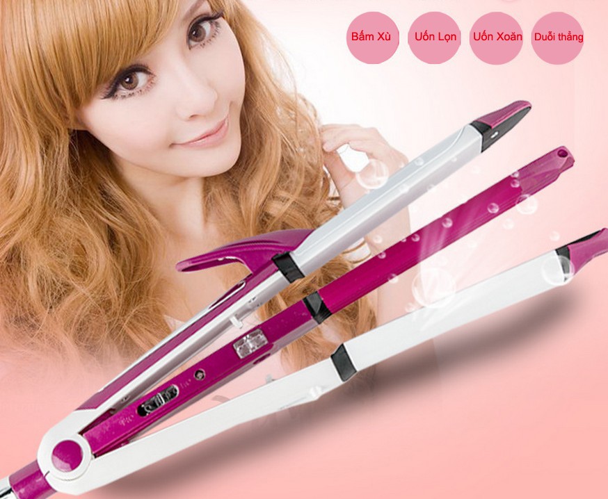 Máy làm tóc 3 in 1 Kemei - máy làm tóc, máy uốn tóc mini, máy làm tóc xoăn, máy làm tóc mini, máy là tóc - [HAKOCHI]