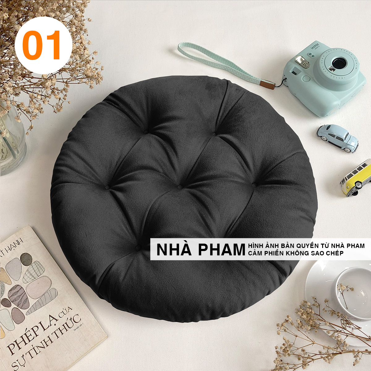 Đệm Tròn Ngồi Bệt Vải NHUNG (No1-20) (40,45,50cm)