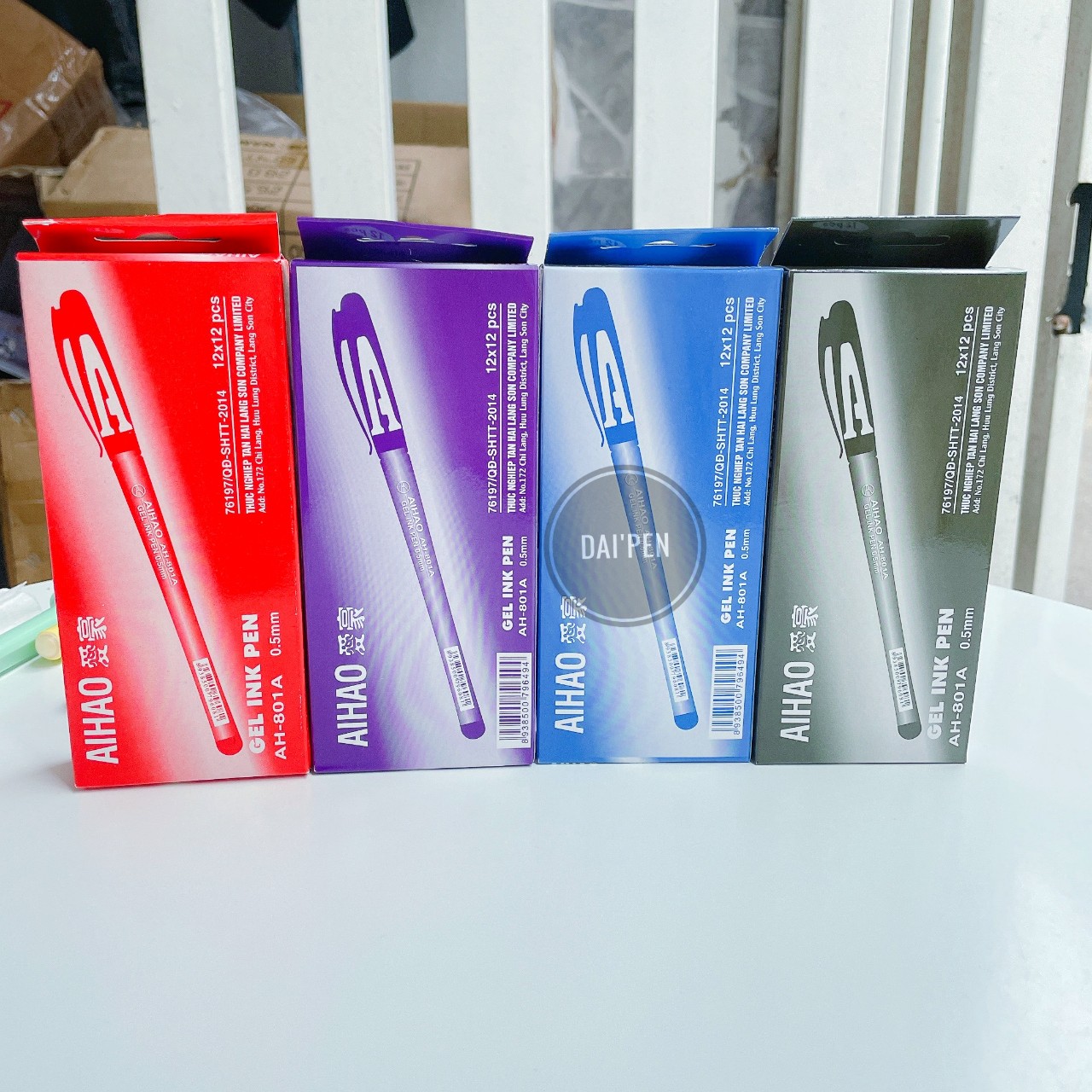 Hộp 12 cây Bút chữ A (mực xanh/tím/đỏ/đen)