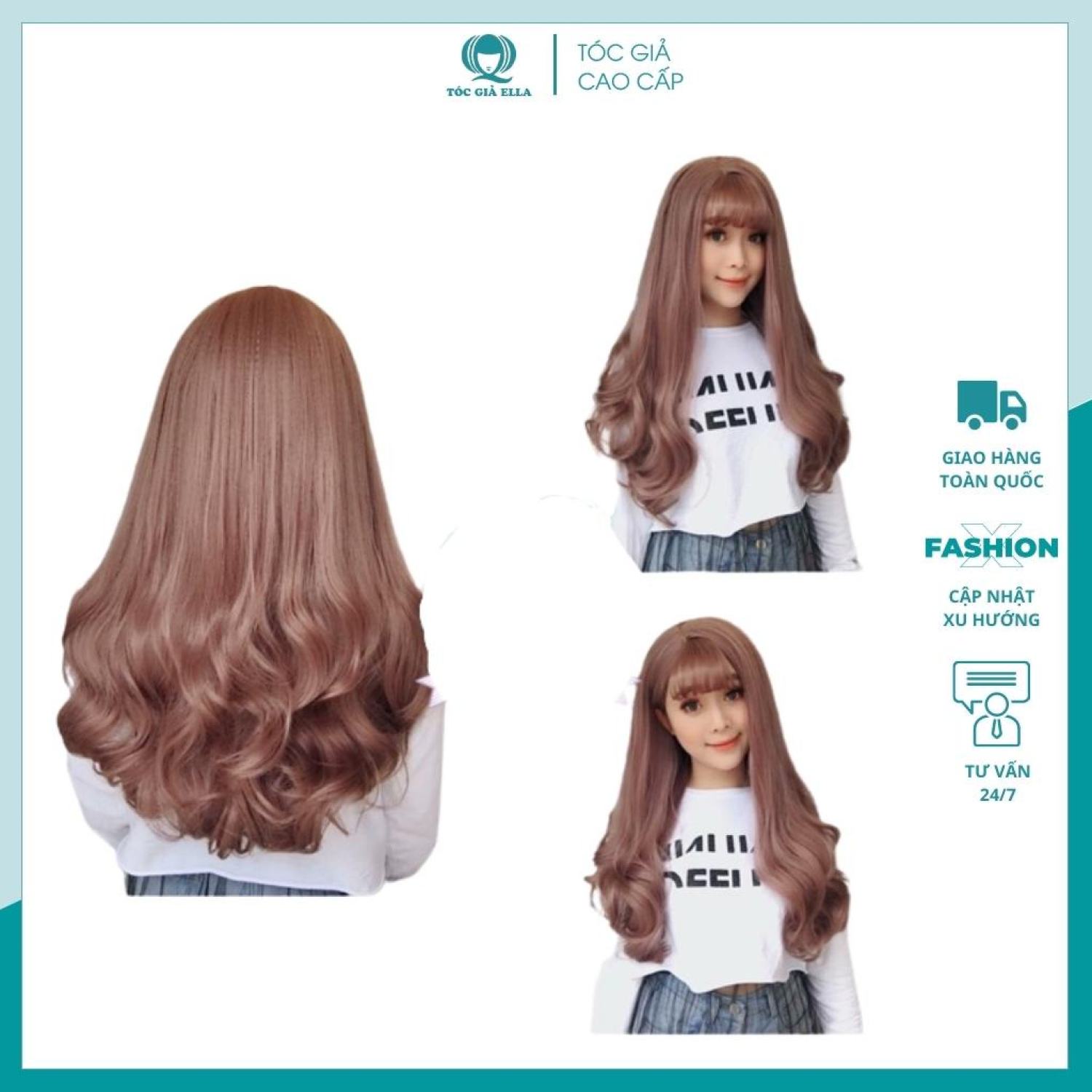 Tóc giả nữ cả đầu ❤️freeship❤️ tóc giả nguyên đầu xoăn mã 8136