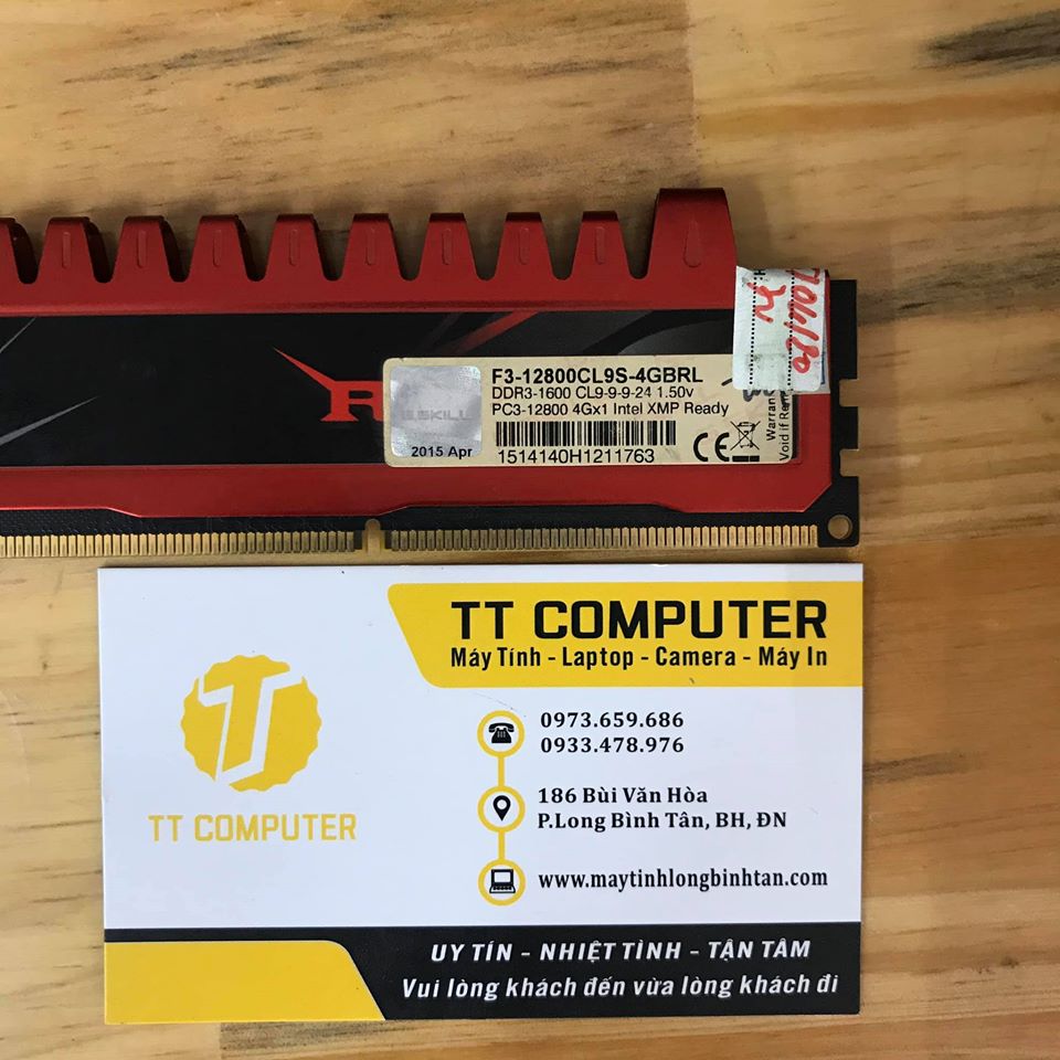 RAM DDR3 4GB 1600MHz GSKILL RIPJAWS TẢN THÉP ĐỎ