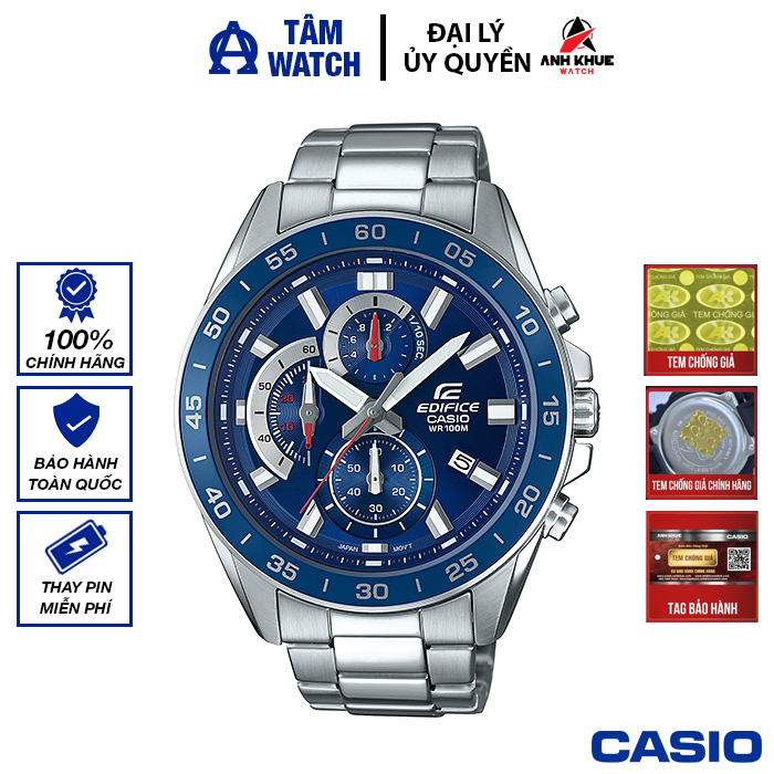 Đồng hồ nam dây kim loại casio edifice chính hãng anh khuê efv-550d-2avudf