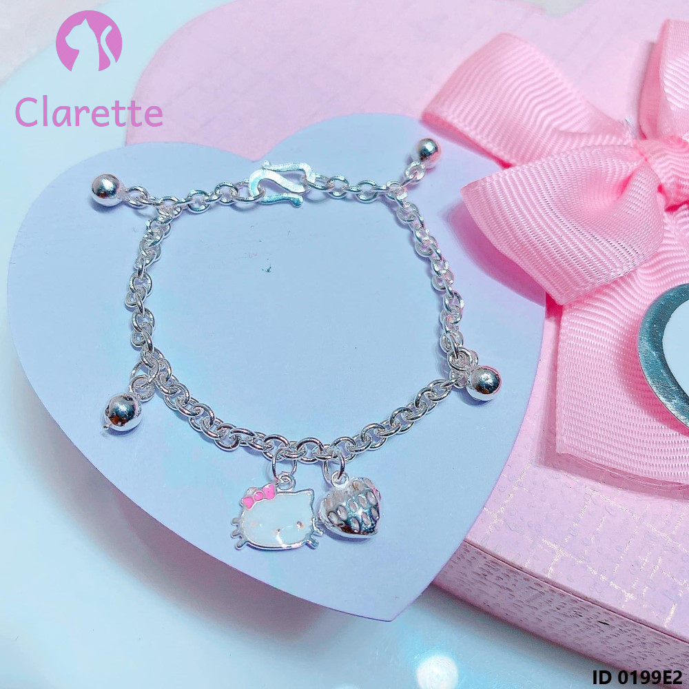 Vòng tay bạc cho bé hình Hello kitty Clarette 0199E