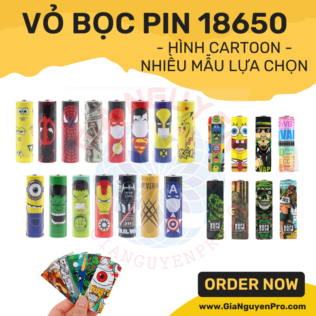 Vỏ Bọc Pin 18650 PVC Nhiều Mẫu Lựa Chọn