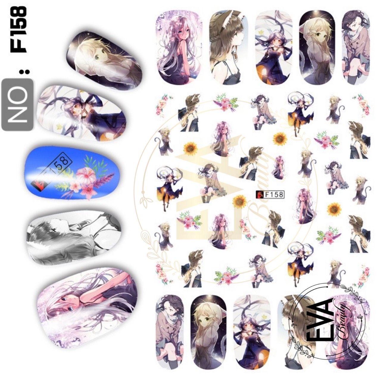 [HCM]Decal Dán Móng Tay 3D Nail Sticker Hoạ Tiết Nhân Vật Truyện Tranh Phong Cách Châu Âu Anime Girls F157