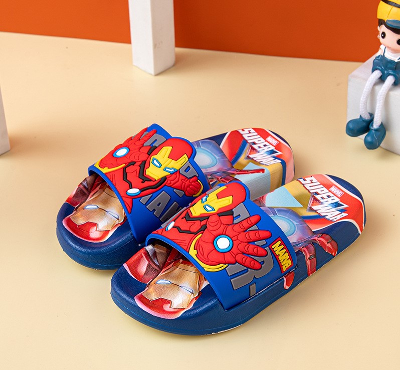 Slippers cartoon super hero Ironman for Boys Girls -crystal sandals summer 2023, sandals straps horizontal iron man super soft anti-slip socks for children