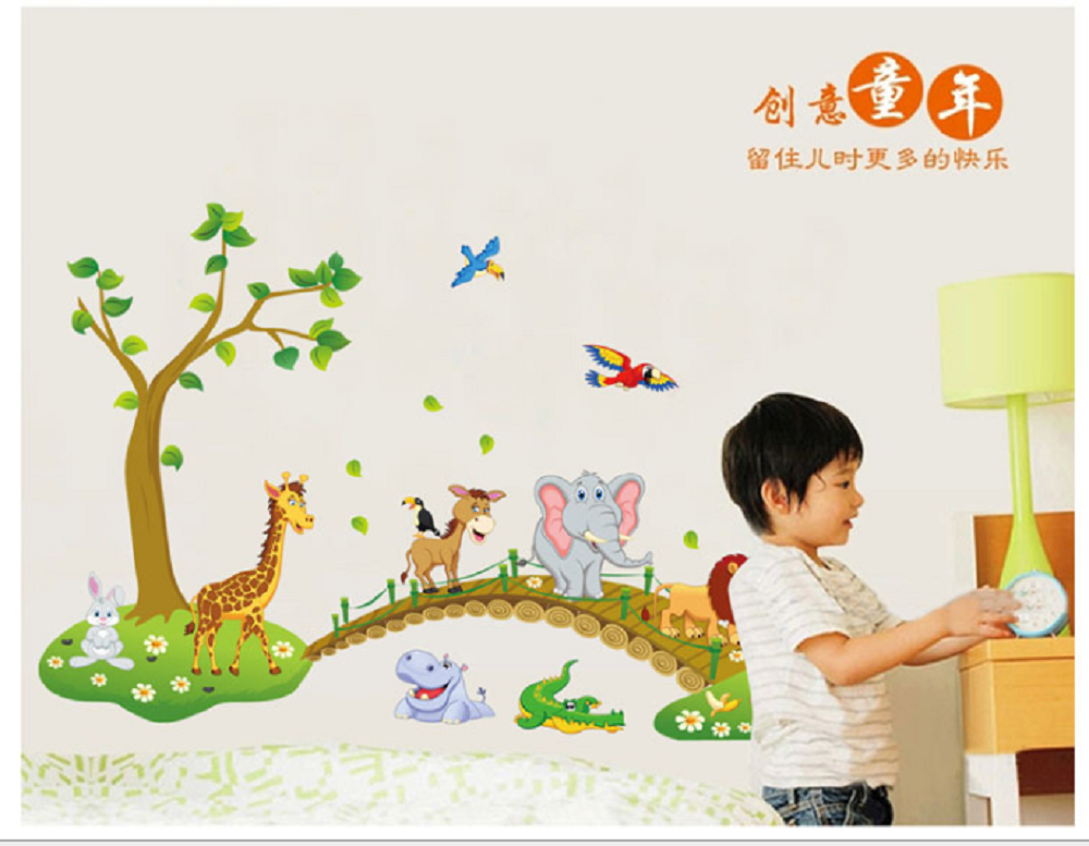 [HCM]Decal dán tường Bé đi sở thú WD16