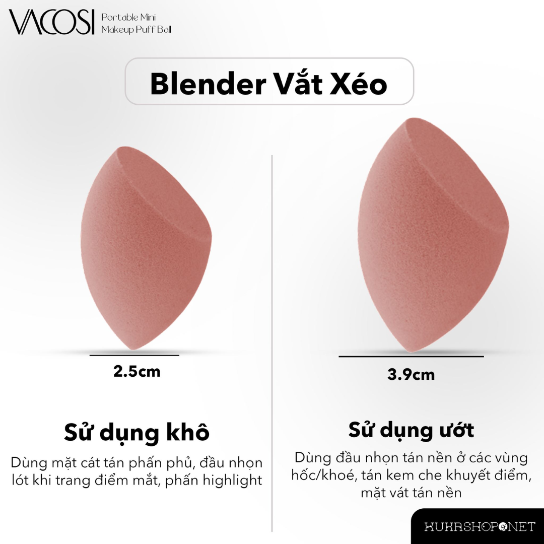 Set 3 Bông Blender Mini - VACOSI Portable Mini Makeup Puff Ball