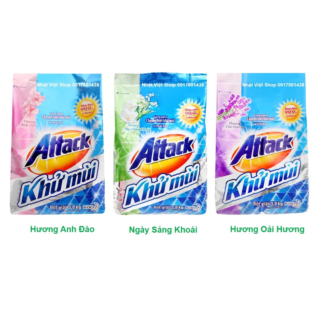 Bột giặt Attack Khử Mùi Hương Hoa 3.8kg