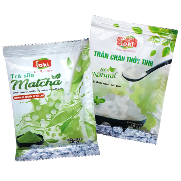 2 Set Trà sữa Matcha trân châu thủy tinh Yoki 50g