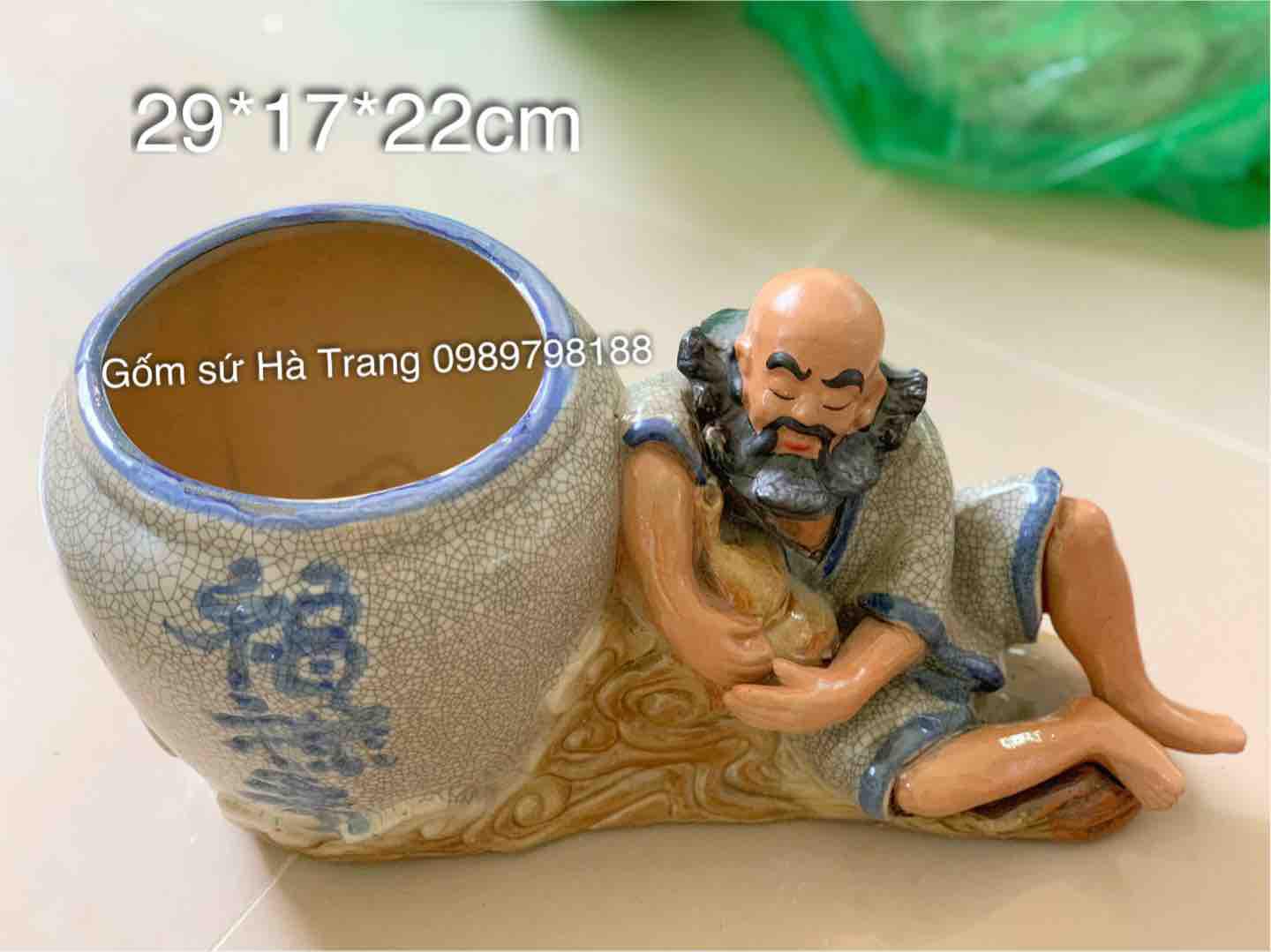 Tượng trồng cây bonsai  Gốm sứ Bát Tràng