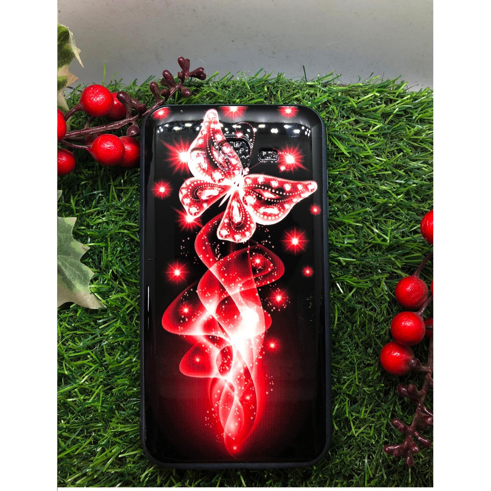 Ốp cứng viền dẻo Samsung J7 (2015) (Thân trắng -  viền đen - in hình siêu cute)