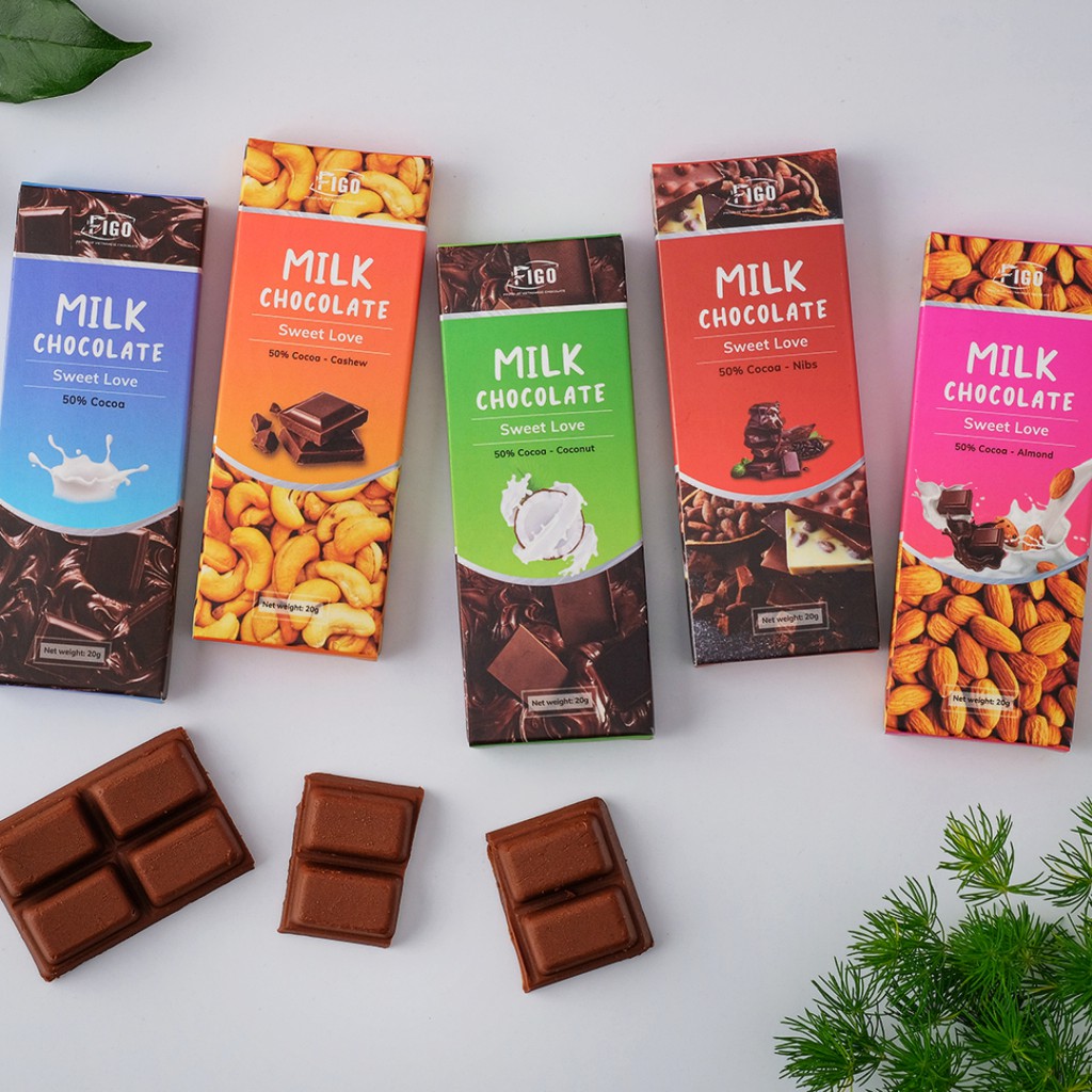 Kẹo Socola Sữa Figo Hạt Cacao 20gr Siêu Ngon