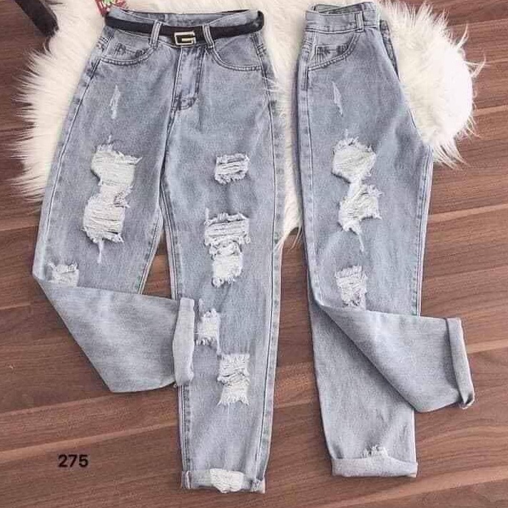 [HCM]QUẦN JEAN BAGGY NỮ CHẤT BÒ XÁM RÁCH SANG CHẢNH HÀN QUỐC LƯNG CAO NÂNG MÔNG CAO CẤP DB-3081 - MAN FASHION