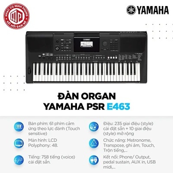 Đàn Organ Yamaha PSR-E463 - Màu đen - Hàng chính hãng