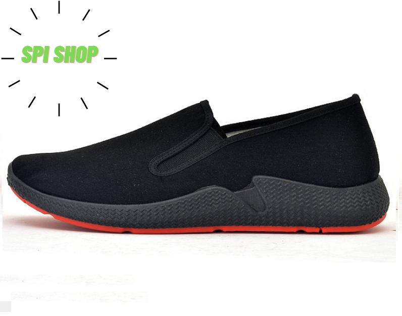 Giày nam -Giày Lười Vải Nam Đen Full Đế 3cm