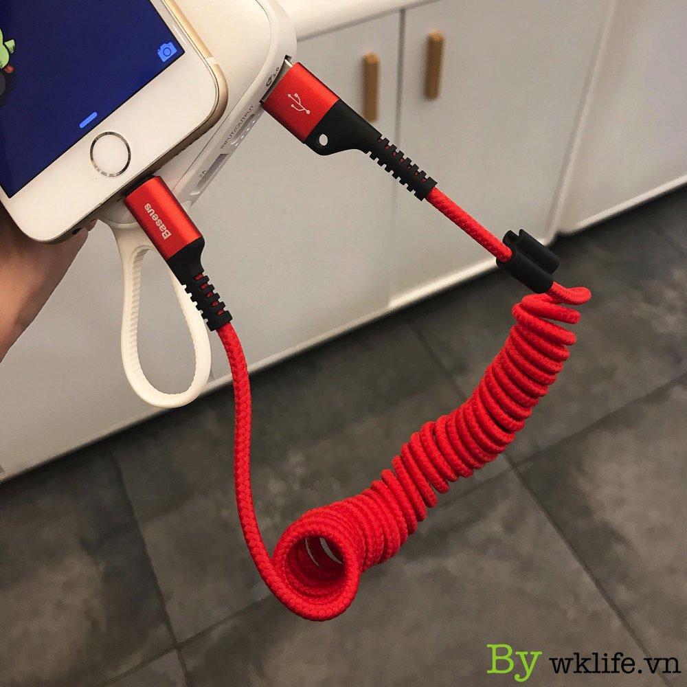 Cáp sạc nhanh cho iPhone dây xoắn đàn hồi Baseus Fish Eye Spring Data