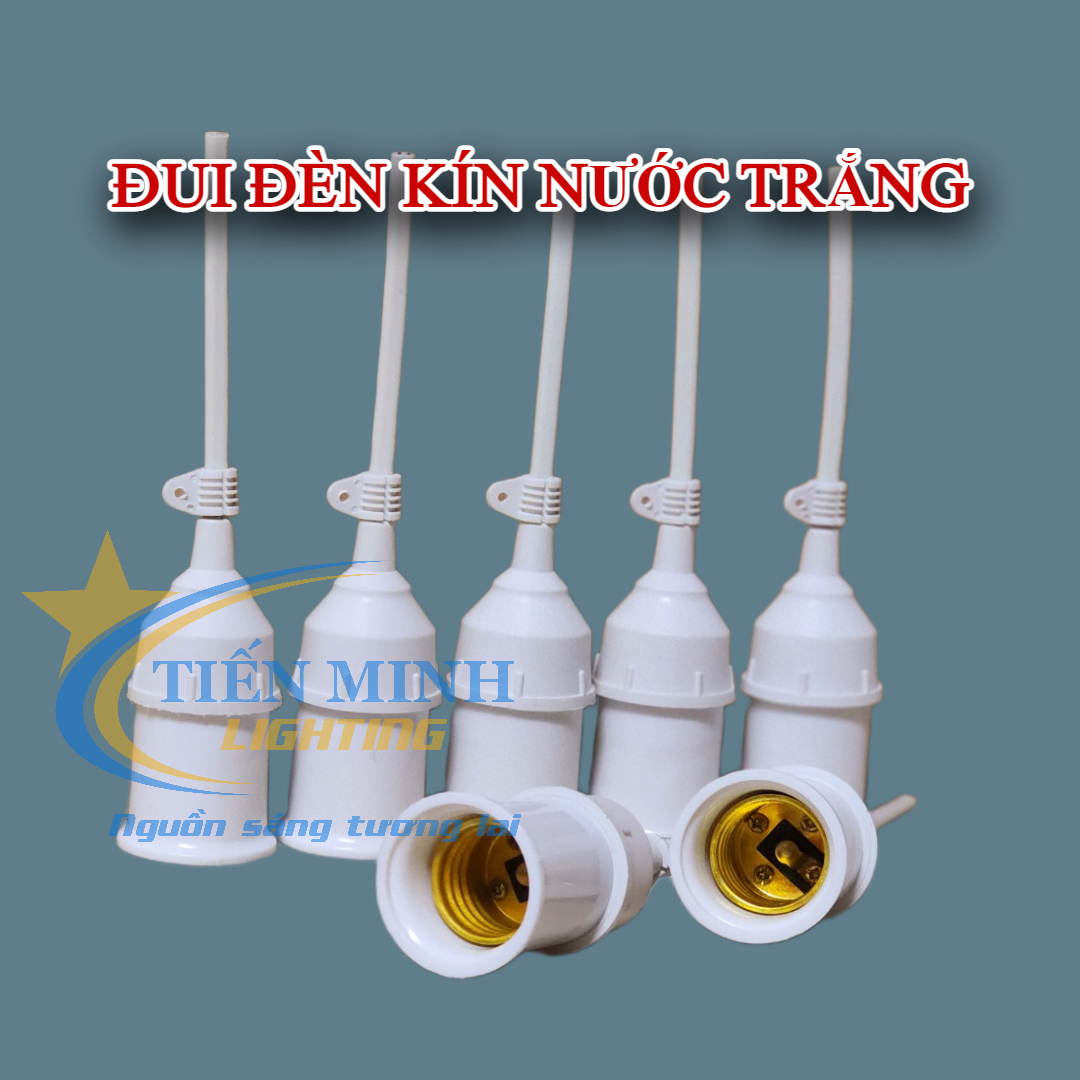 Combo 2 cái đui đèn kín nước đen/ trắng (12cm) kín nước, chất liệu nhựa chống cháy, có móc treo