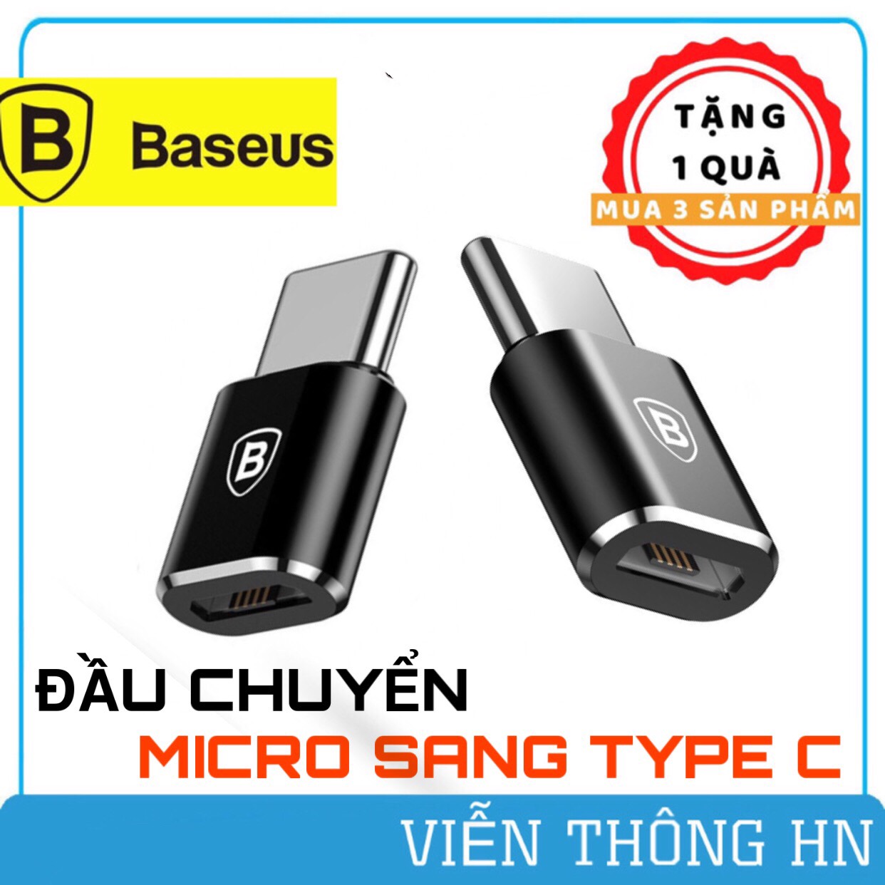 Đầu chuyển jack chuyển  đổi từ micro usb sang type c Baseus cho điện thoại androi
