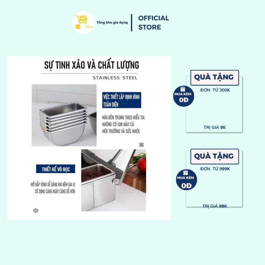 Khay Topping Inox 3-4-5-6 Ngăn, Khay Đựng Gia Vị, Đựng Thạch Trà Sữa ( Hộp Dài ) Inox Sáng Bóng, Tiết Kiệm Diện Tích | MTA-MART