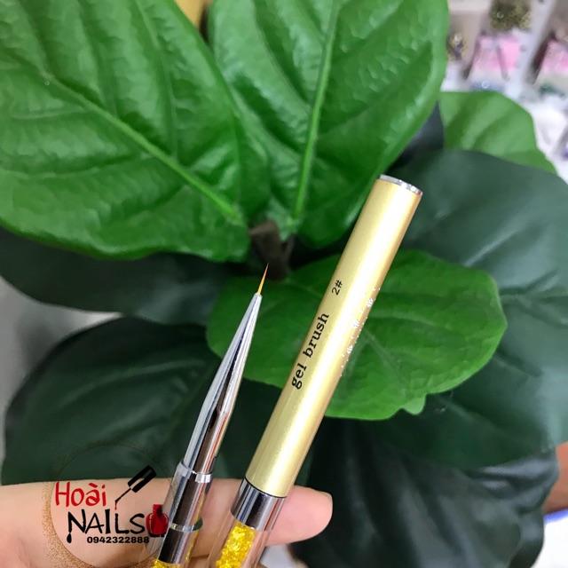 Cọ cán đá 2 đầu, cọ nét+ cọ đắp hoa bột phụ kiện nail