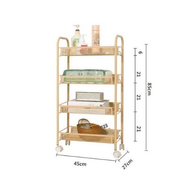 Kệ spa 4 tầng có bánh xe