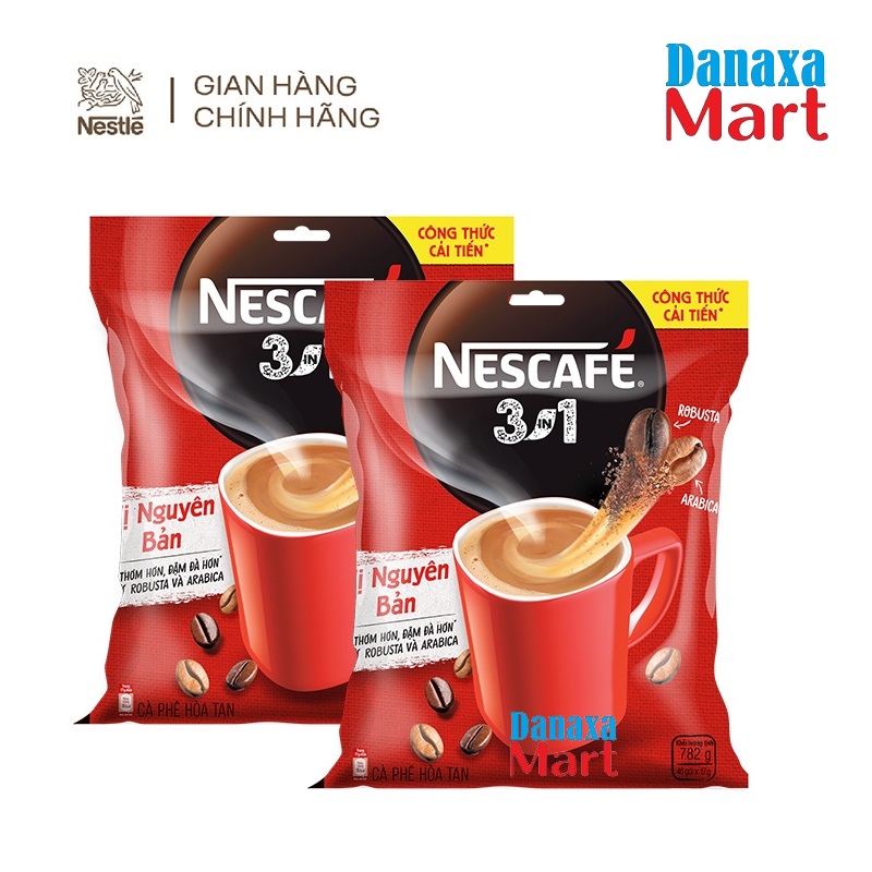 Combo 2 Bịch Cà phê Hòa tan Nescafé 3in1 Công thức cải tiến vị Nguyên bản (Bịch 46 gói x 17g)
