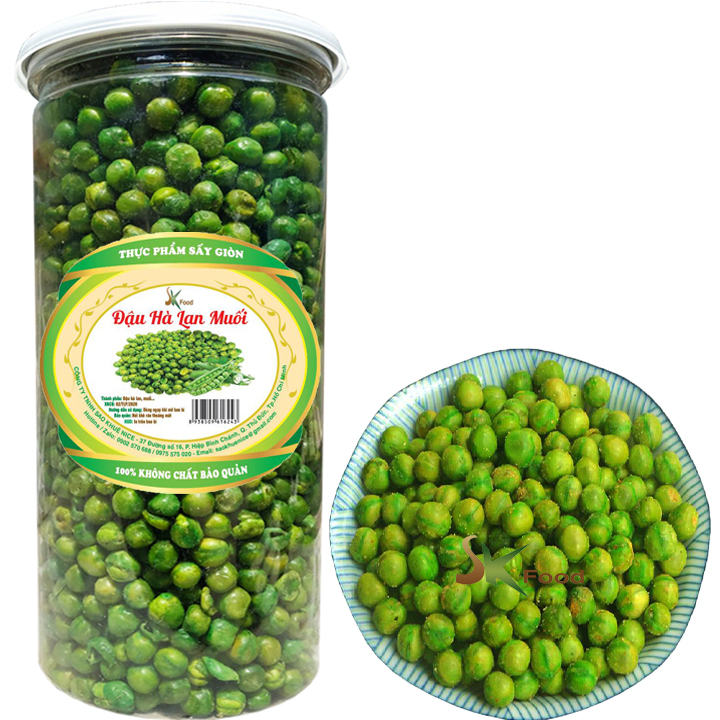 ĐẬU HÀ LAN MUỐI THƯƠNG HIỆU SK FOOD ( HŨ PET 500G)