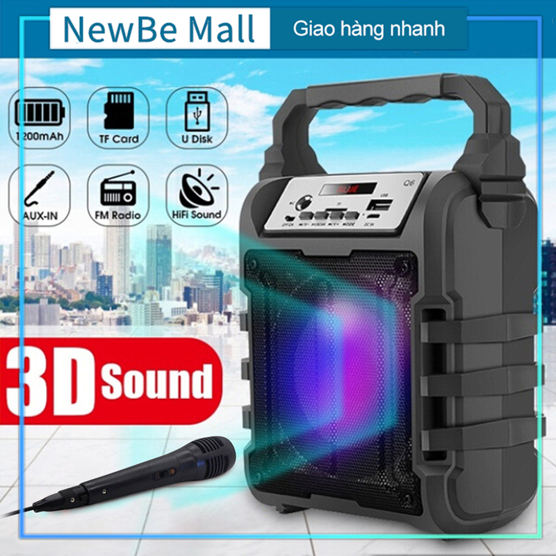 【New Be】Loa Bluetooth Âm thanh cực chuẩn tặng kèm Micro hát Karaoke (Loa bluetooth + micro)
