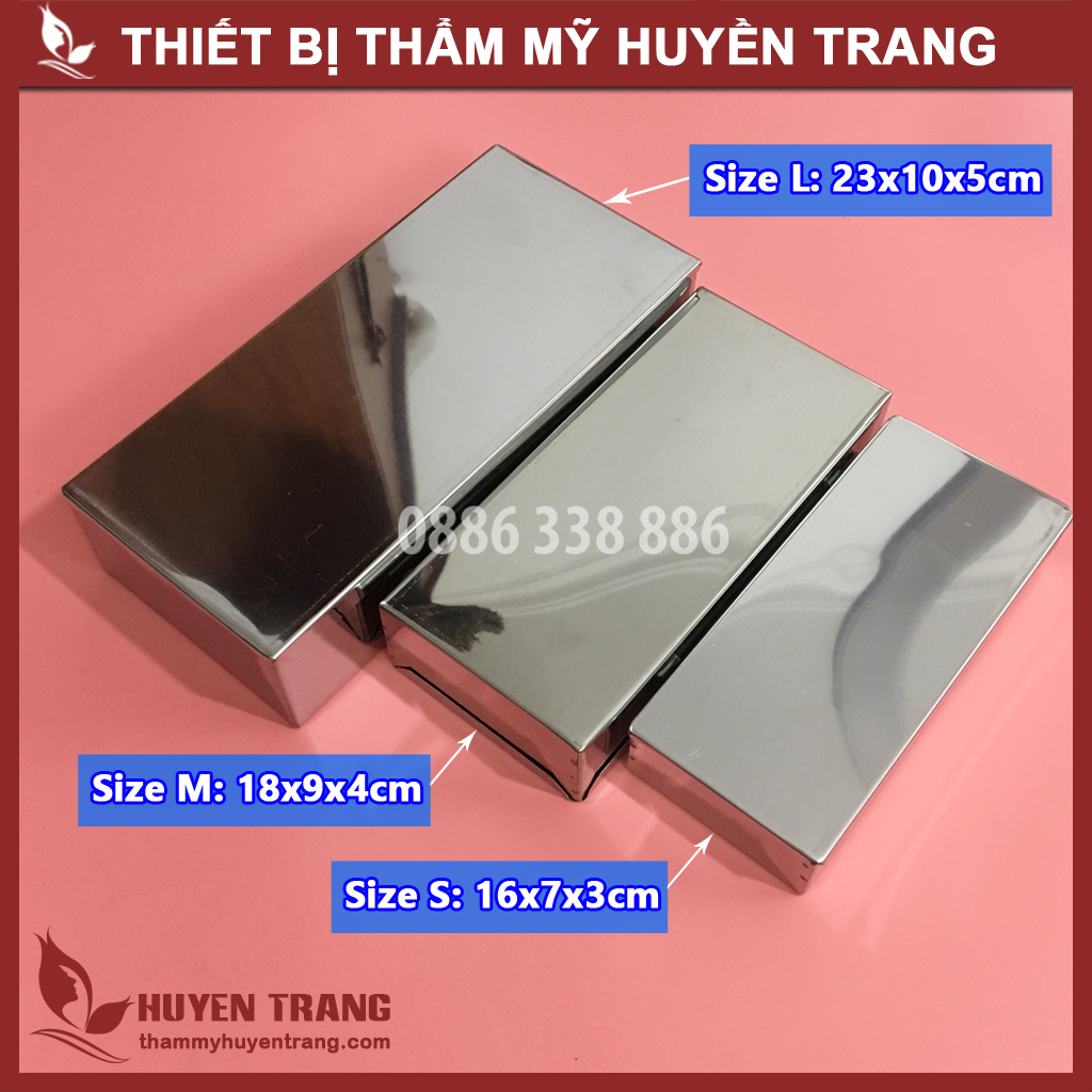 Hộp Inox Chữ Nhật Đựng Dụng Cụ Spa - Thẩm Mỹ Huyền Trang NANOCEE
