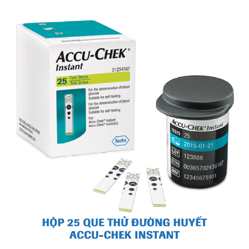 Que thử đường huyết Accu-Chek Instant. Hộp 25 que