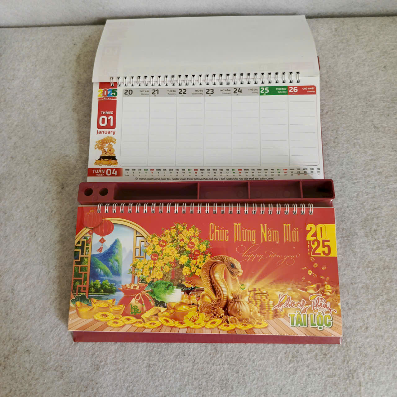 Lịch để bàn 2026 (13 x 28cm) đế nhựa