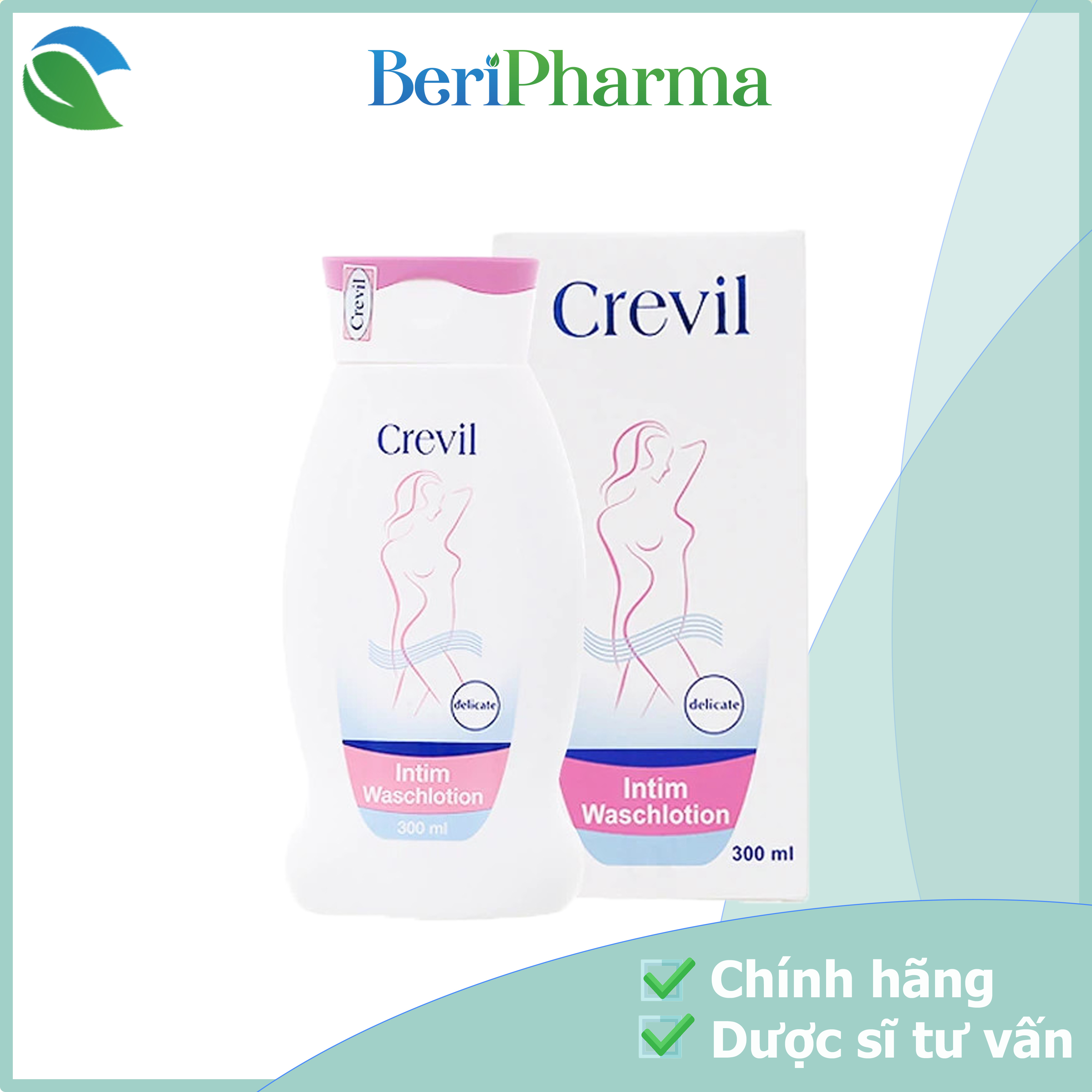 ✅ crevil dung dịch vệ sinh phụ nữ hỗ trợ cân bằng độ ph intim waschlotion 300ml