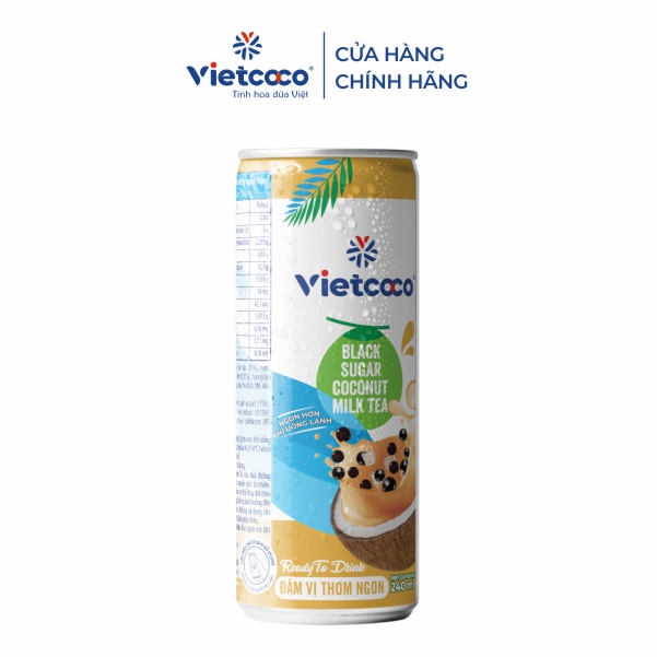 Combo 2 lon Trà sữa dừa đường đen Vietcoco 240ml